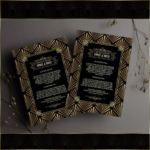 Art Deco Black Gold Gatsby 1920er Hochzeitsdetails Begleitkarte