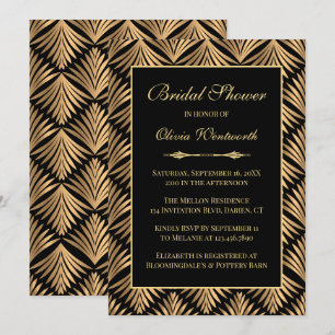 Art Deco Black Gold Gatsby Brautparty Einladung
