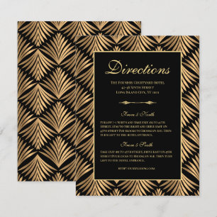 Art Deco Black Gold Gatsby Hochzeitsrichtungen Einladung