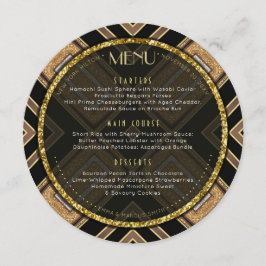 Art Deco Black Gold Geometrie Hochzeitsveranstaltu Menükarte