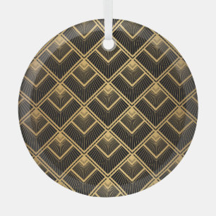 Art Deco Black Gold: Geometrisch Ornament Aus Glas