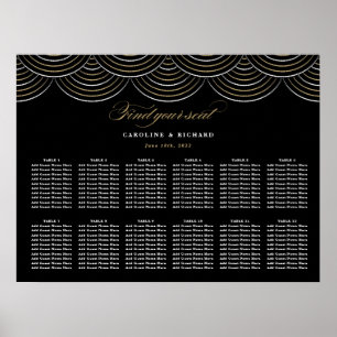 Art Deco Black Gold Hochzeitskarte Poster