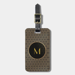 Art Deco Black Gold Monogram Gepäckanhänger