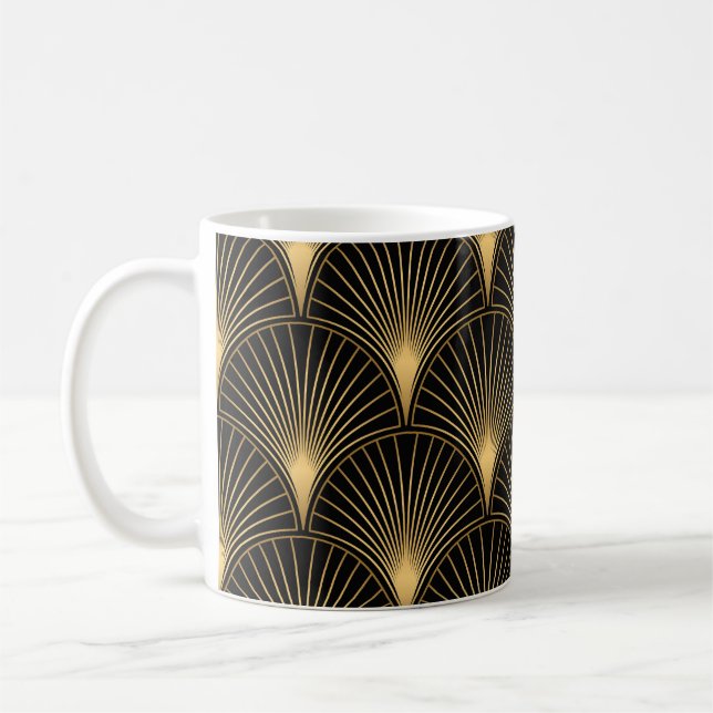 Art Deco Black Gold: Nahtloser Luxus Kaffeetasse (Links)