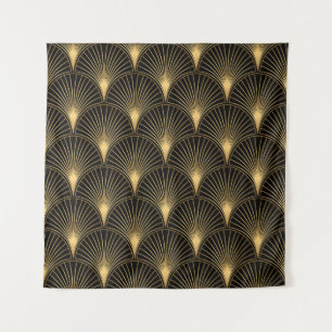 Art Deco Black Gold: Nahtloser Luxus Wandteppich
