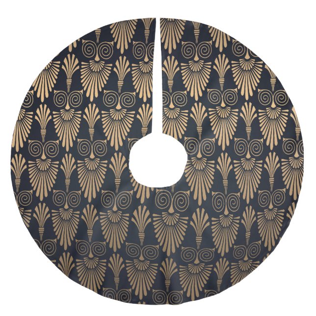 Art Deco Black Gold: Retro. Polyester Weihnachtsbaumdecke (Vorderseite)