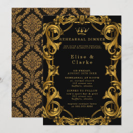Art Deco Black Gold Royal Probe Dinner Einladung
