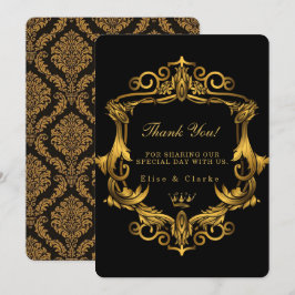 Art Deco Black Gold Royal Wedding Danke, dass Sie Einladung