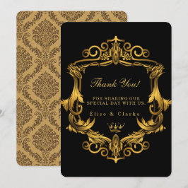 Art Deco Black Gold Royal Wedding Danke, dass Sie Einladung