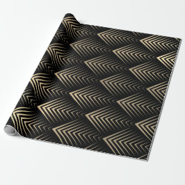 Art Deco Black Gold Sepia Scales Geometrie Geschenkpapier
