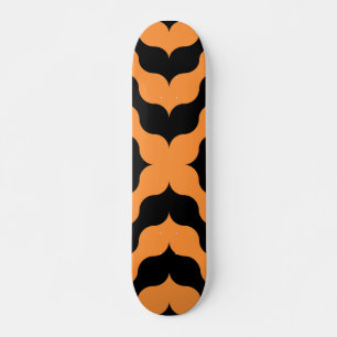 Art Deco Black, Orange Retro Abstrakte Kunst Skateboard