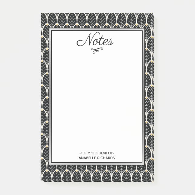 Art Deco Black Palmettos 1920 Post-it Klebezettel (Vorderseite)