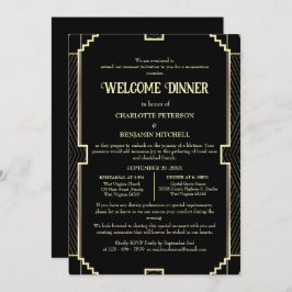 Art Deco Black Probe Willkommensessen Einladung