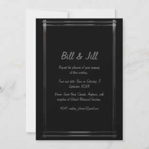 Art Deco Black + Silver Geometric Border Wedding Einladung