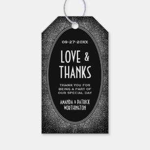Art Deco Black Silver Wedding Danke Ihnen für Tags Geschenkanhänger