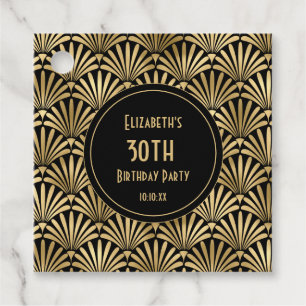 Art Deco Black und Gold 30. Geburtstag Party Geschenkanhänger