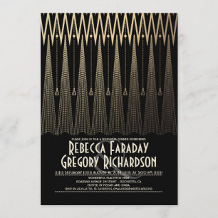 Art Deco Black und Gold Gatsby Probe Abendessen Einladung