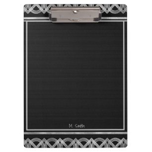 Art Deco Black und Silver Personalisierte Zwischen Klemmbrett