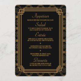 Art Deco Black Wedding Menü Cards Menükarte