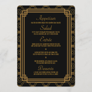 Art Deco Black Wedding Menü Cards Menükarte