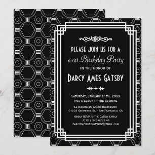 Art Deco Black & White Einladung