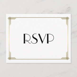 Art Déco Blanc Grand Gatsby Mariage RSVP Cartes po