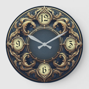 Art Deco Blau Extra Elegante Wand Große Wanduhr