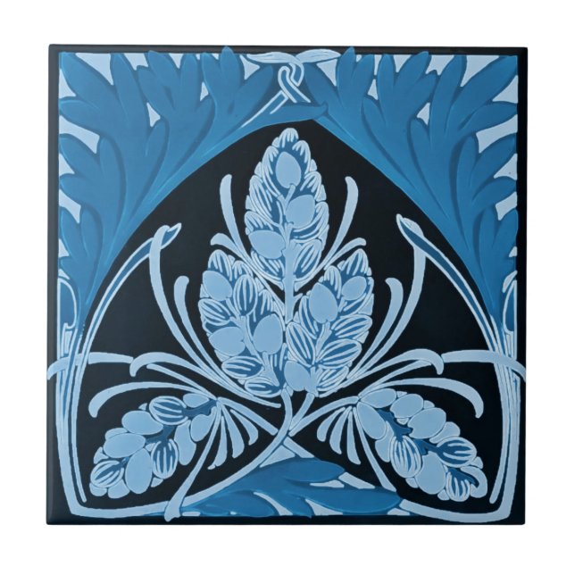 Art Deco Blau Fliese (Vorderseite)