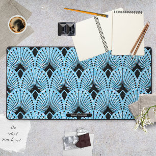 Art Deco Blau Gatsby Stil Pfauenmuster Schreibtischunterlage