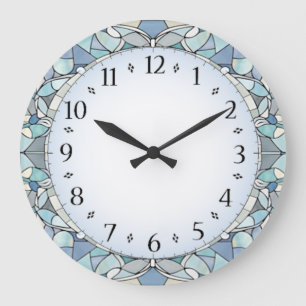 Art Deco Blau Große Wanduhr