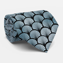 Art Deco Blau und schwarzes Lüftermuster Neck Tie