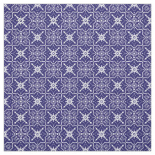 Art Deco Blau-weiß abstraktes Fliesenmuster  Stoff