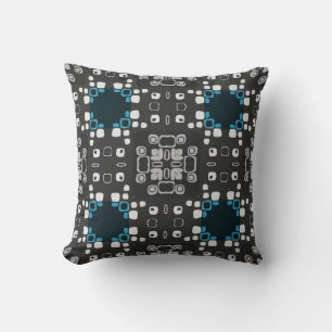 Art Deco Blau, Weiß, Grau Retro Abstrakte Kunst Kissen