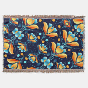Art Deco blaue orangefarbene Blumen Decke