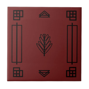 Art Deco Blocks in Cranberry Keramik Tile Fliese