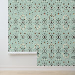 Art Deco Bloom: Gefasstes geometrisches Muster Tapete<br><div class="desc">Die Eleganz der Jazz-Ära mit diesem atemberaubenden Art-Déco-inspirierten Muster. Zarte geometrische Blumen und Sonnenaufgänge in Creme, dunkelbraun und Orangentanzandeutungen auf einem sanften, minzgrünen Hintergrund. Dieses raffinierte Design verbindet die Symmetrie und den Glamour von Art Deco mit einer modernen Farbpalette, die perfekt dazu geeignet ist, modischen Accessoires, Wohngestaltung oder digitalen Hintergründen...</div>