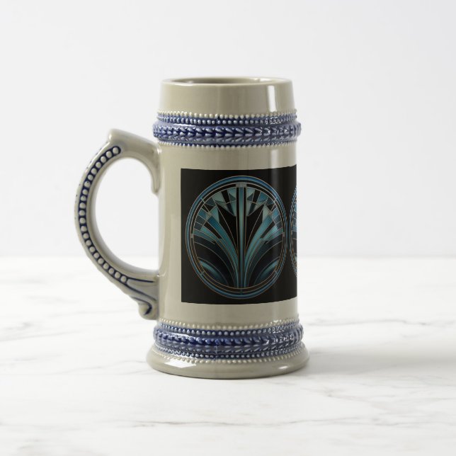 Art Deco Blue Design Stein Bierglas (Links)