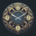 Art Deco Blue Extra Elegant Wall Große Wanduhr<br><div class="desc">Great clock design. You will love it like others. Be free to use this design for other product you like or to customize and add your text. Follow me for more. Thank you. Have a nice day.</div>