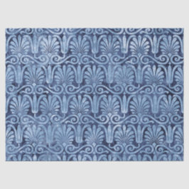 Art Deco Blue Fans and Scroll Work Decoute Seidenpapier