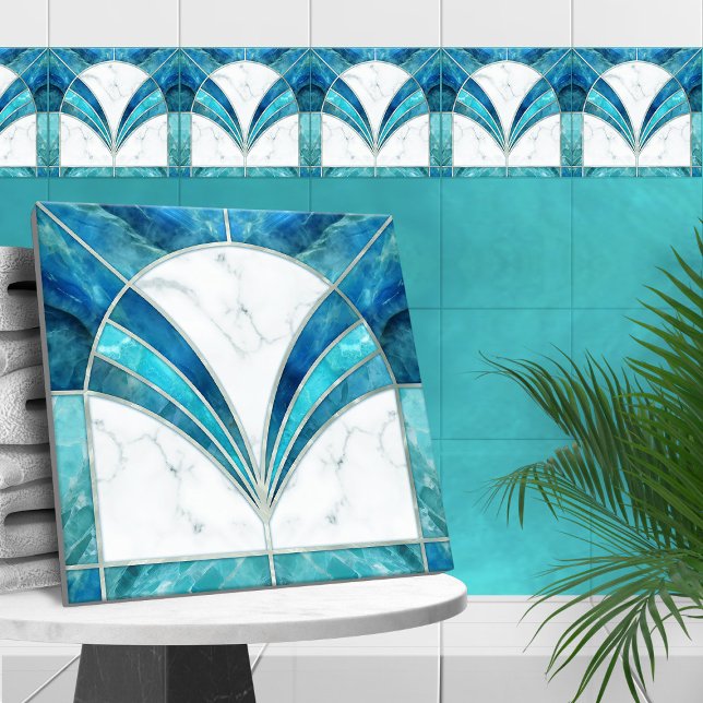 Art Deco Blue Marbella und Aquamarine Fliese (Von Creator hochgeladen)