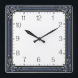 Art Deco Blue Quadratische Wanduhr<br><div class="desc">Great clock design. You will love it like others. Be free to use this design for other product you like or to customize and add your text. Follow me for more. Thank you. Have a nice day.</div>