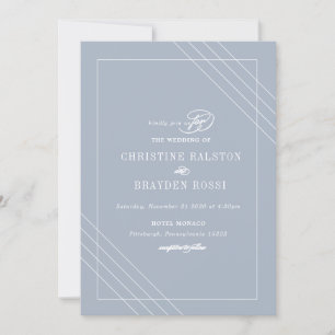 Art Deco Blue White Wedding Einladung