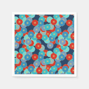Art Deco Blume - blau, türkis und rot Serviette