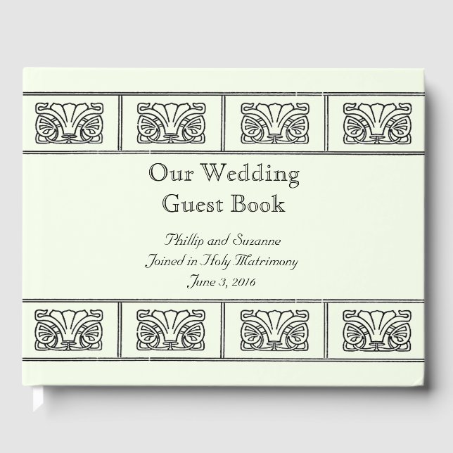 Art Déco Blume Border Wedding mit Bibelversen Gästebuch (Vorderseite)