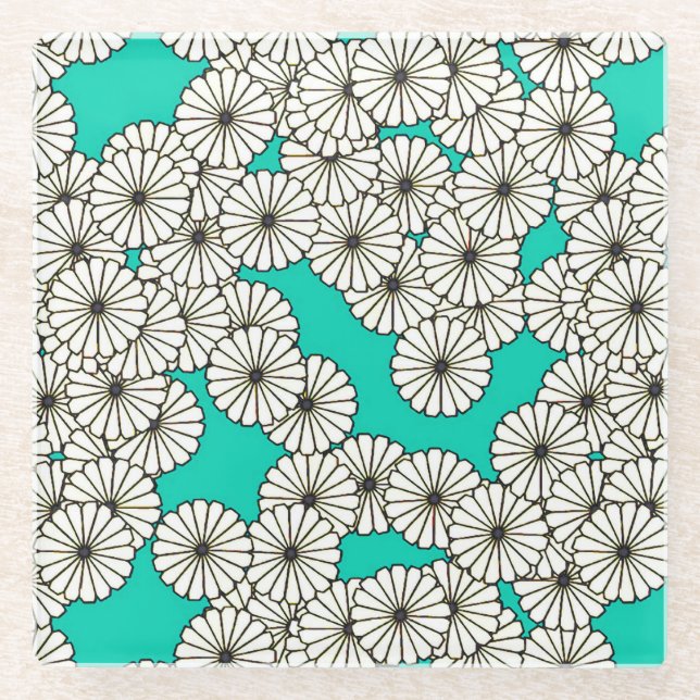 Art-Déco-Blume Glasuntersetzer (Vorderseite)