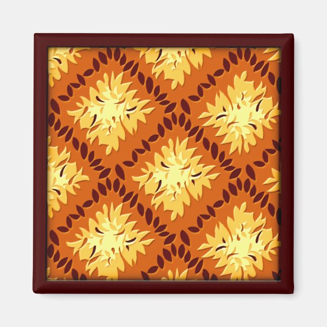 Art Deco Blume Grid - Pumpkin (Magnet) Magnet (Vorne)