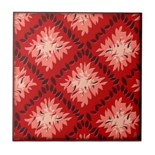 Art Deco Blume Grid - Reds Fliese