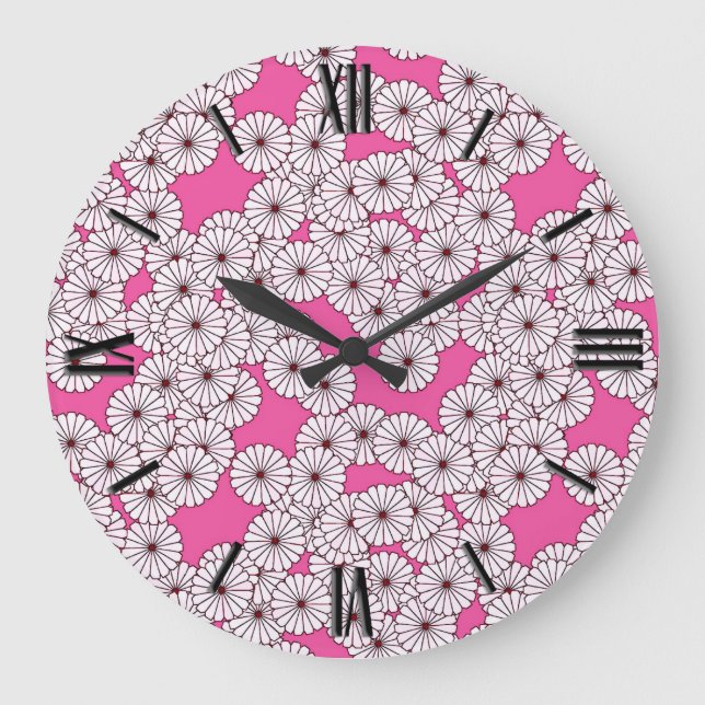 Art-Deco-Blume Große Wanduhr (Vorderseite)