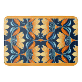 Art-Deco-Blume in Orange Badematte