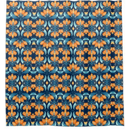 Art-Deco-Blume in Orange Duschvorhang